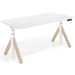 Escritorio Elevable Erghos Alpha estructura de madera 4 cantos curvos