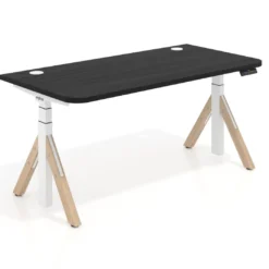 Escritorio Elevable Erghos Alpha estructura de madera 2 cantos curvos