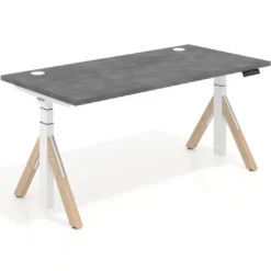 Escritorio Elevable Erghos Alpha estructura de madera canto recto