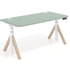 Escritorio Elevable Erghos Alpha estructura de madera 2 cantos curvos