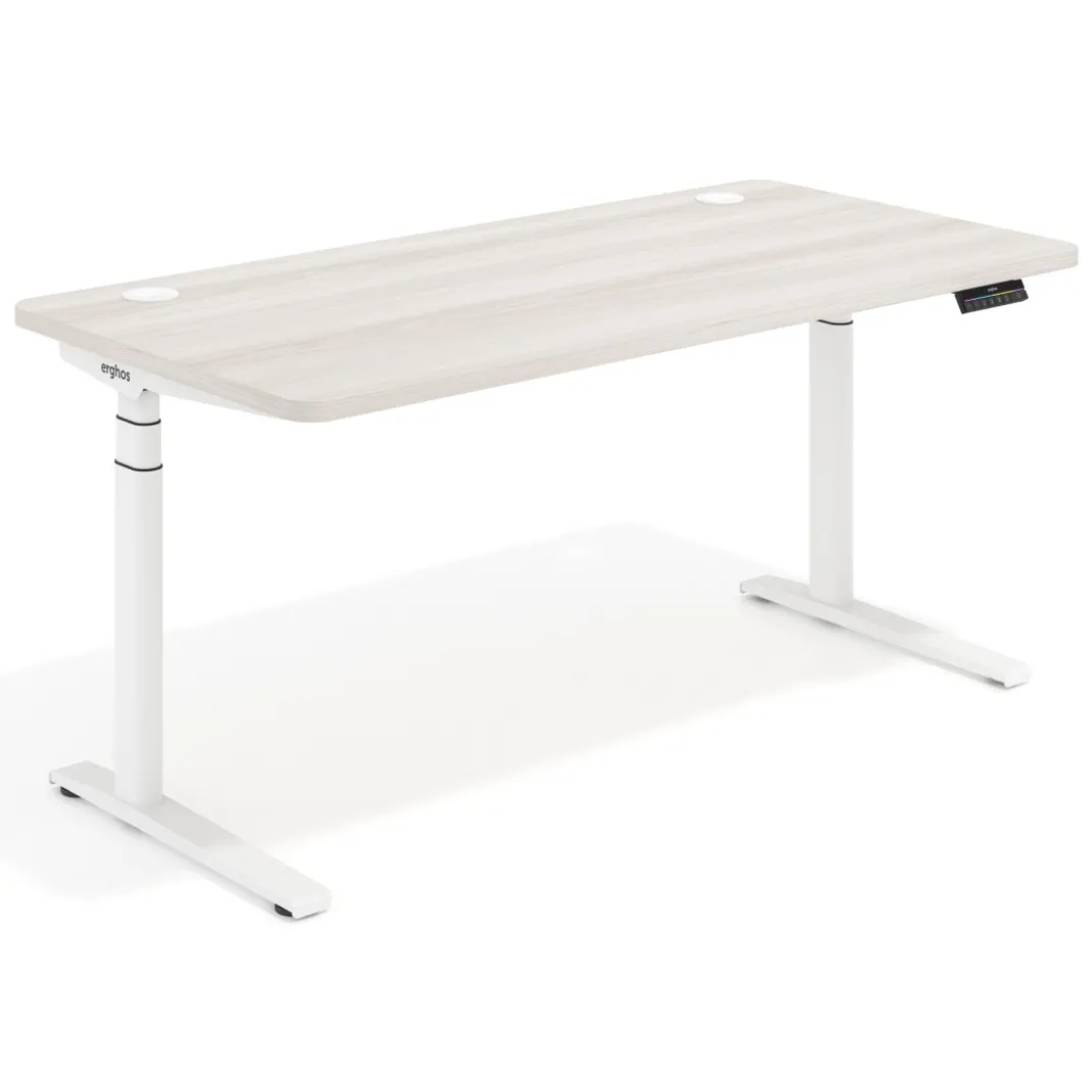Escritorio Elevable Erghos Axis estructura blanca 4 cantos curvos