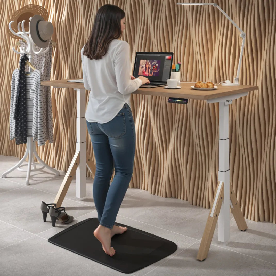Escritorio Elevable Erghos Alpha estructura de madera canto recto