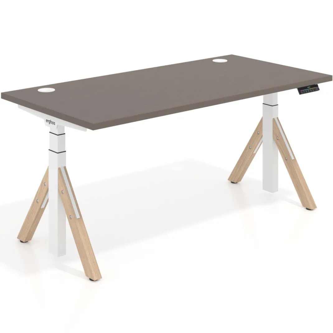 Escritorio Elevable Erghos Alpha estructura de madera canto recto