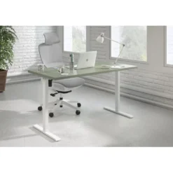 Escritorio Elevable Erghos Basic estructura blanca canto recto