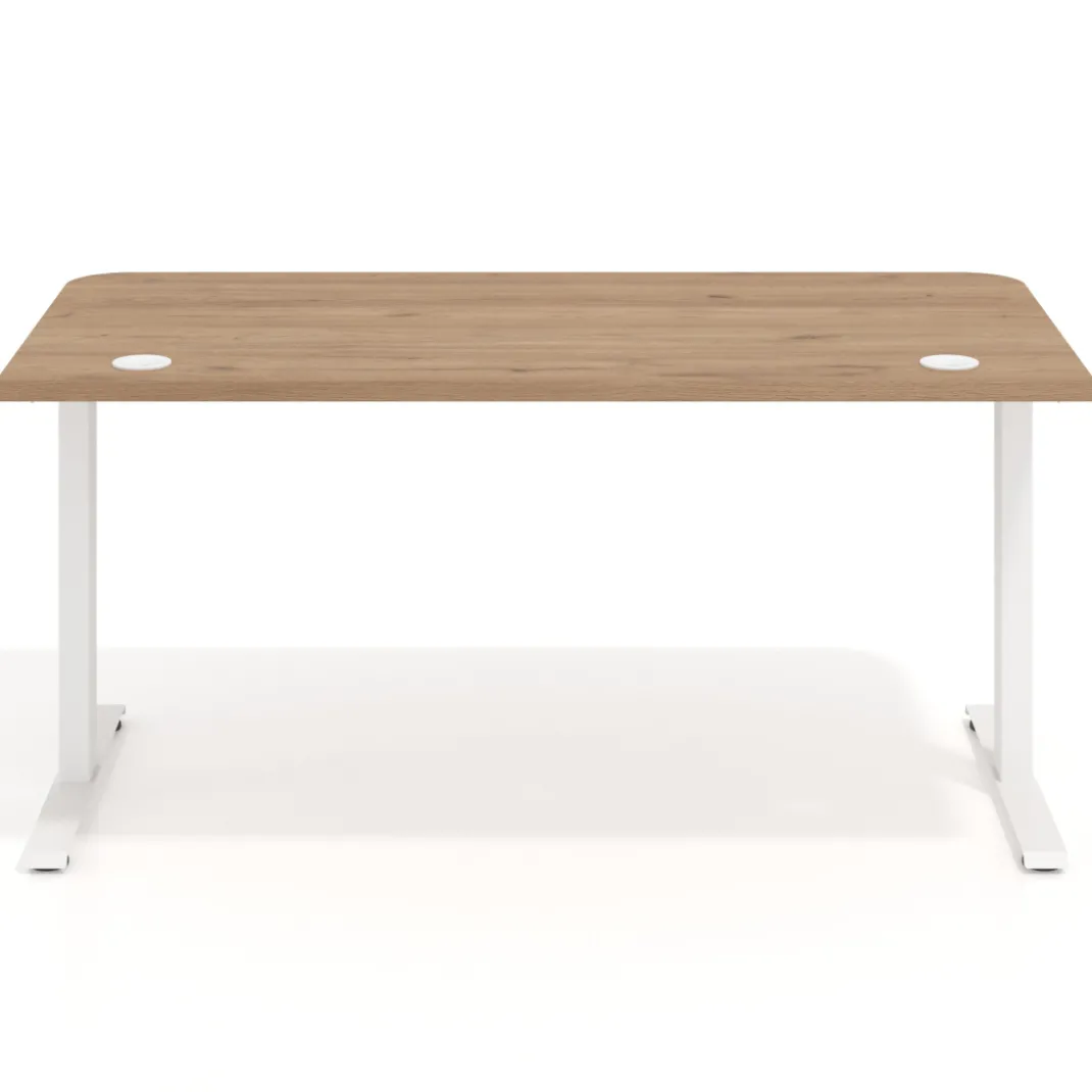 Escritorio Elevable Erghos Motion estructura blanca 2 cantos curvos