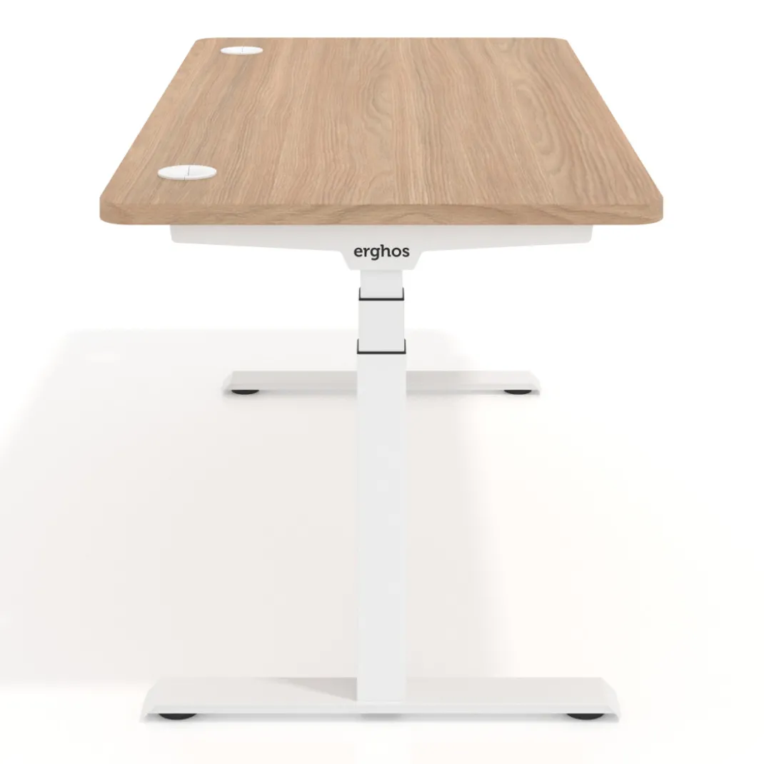 Escritorio Elevable Erghos Motion Pro estructura blanca 4 cantos curvos