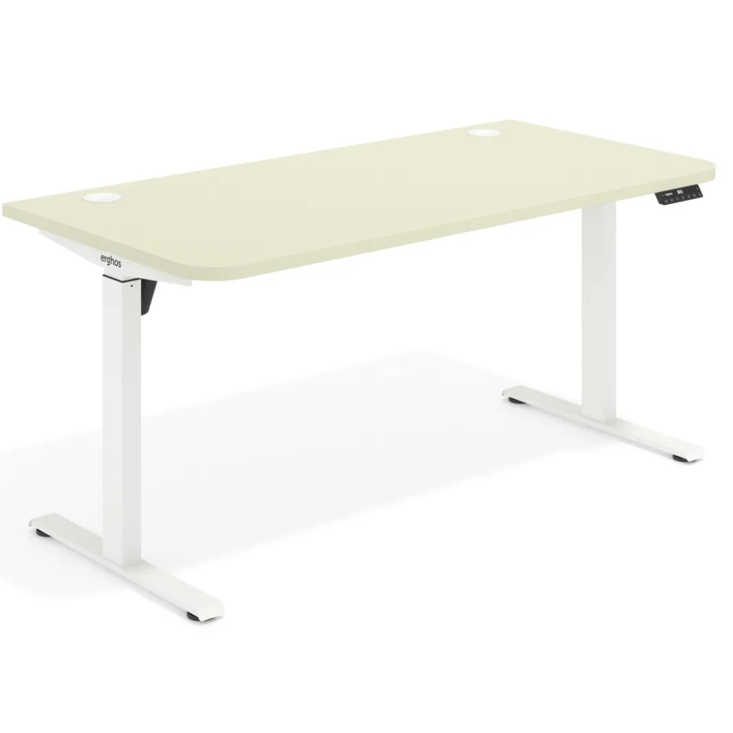 Escritorio Elevable Erghos Motion estructura blanca 2 cantos curvos