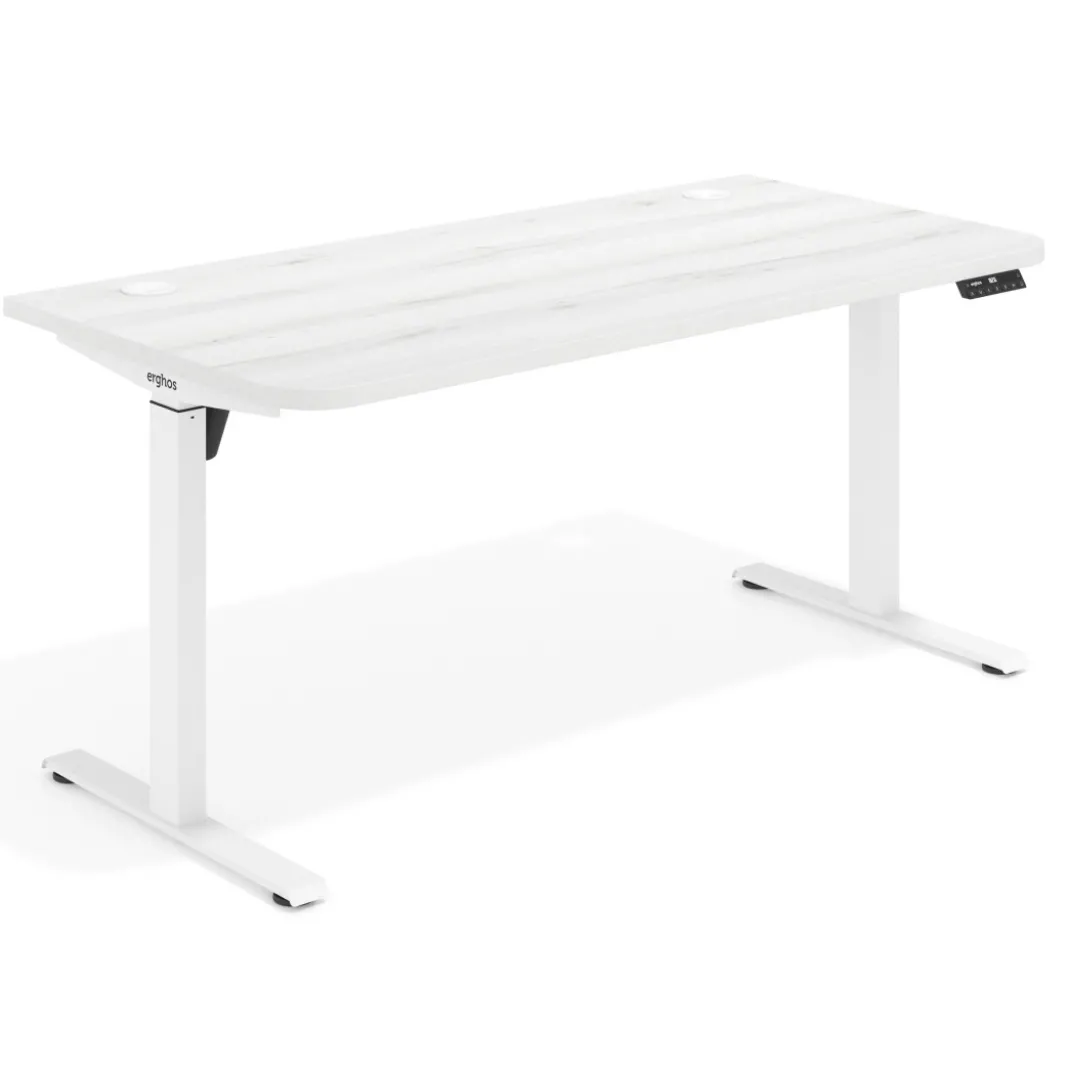 Escritorio Elevable Erghos Motion estructura blanca 2 cantos curvos