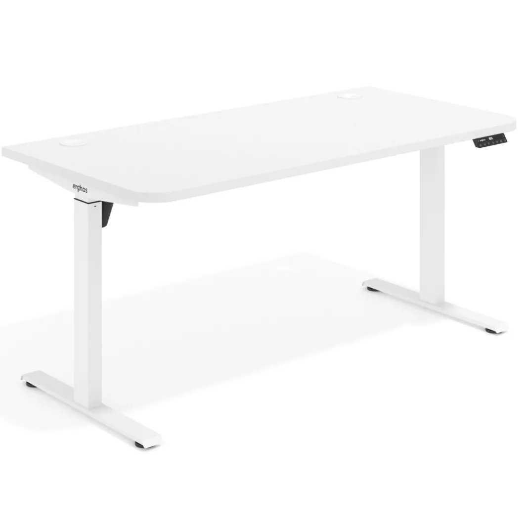 Escritorio Elevable Erghos Motion estructura blanca 2 cantos curvos