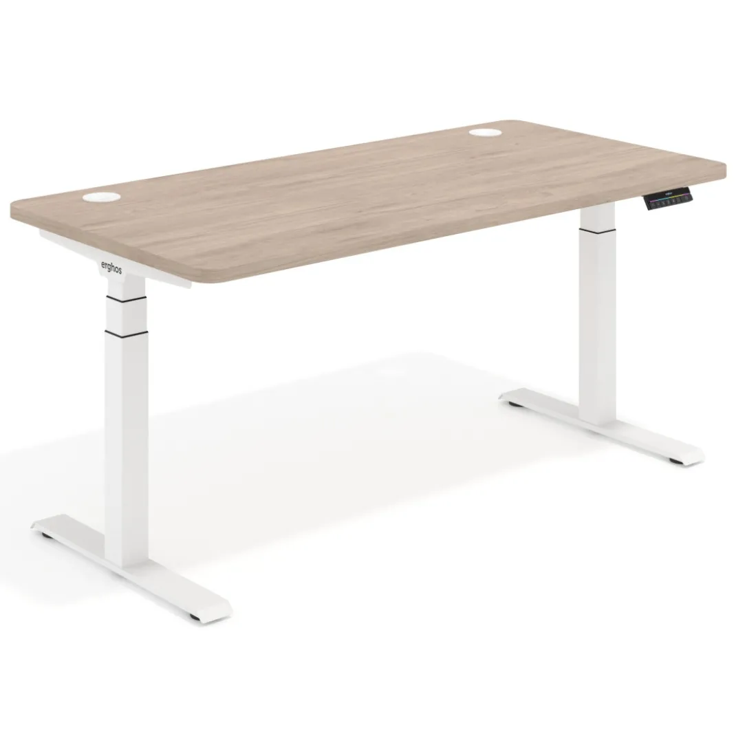Escritorio Elevable Erghos Motion Pro estructura blanca 4 cantos curvos