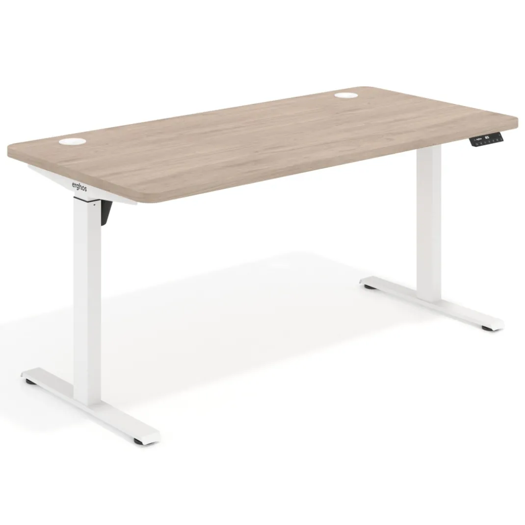 Escritorio Elevable Erghos Motion estructura blanca 4 cantos curvos
