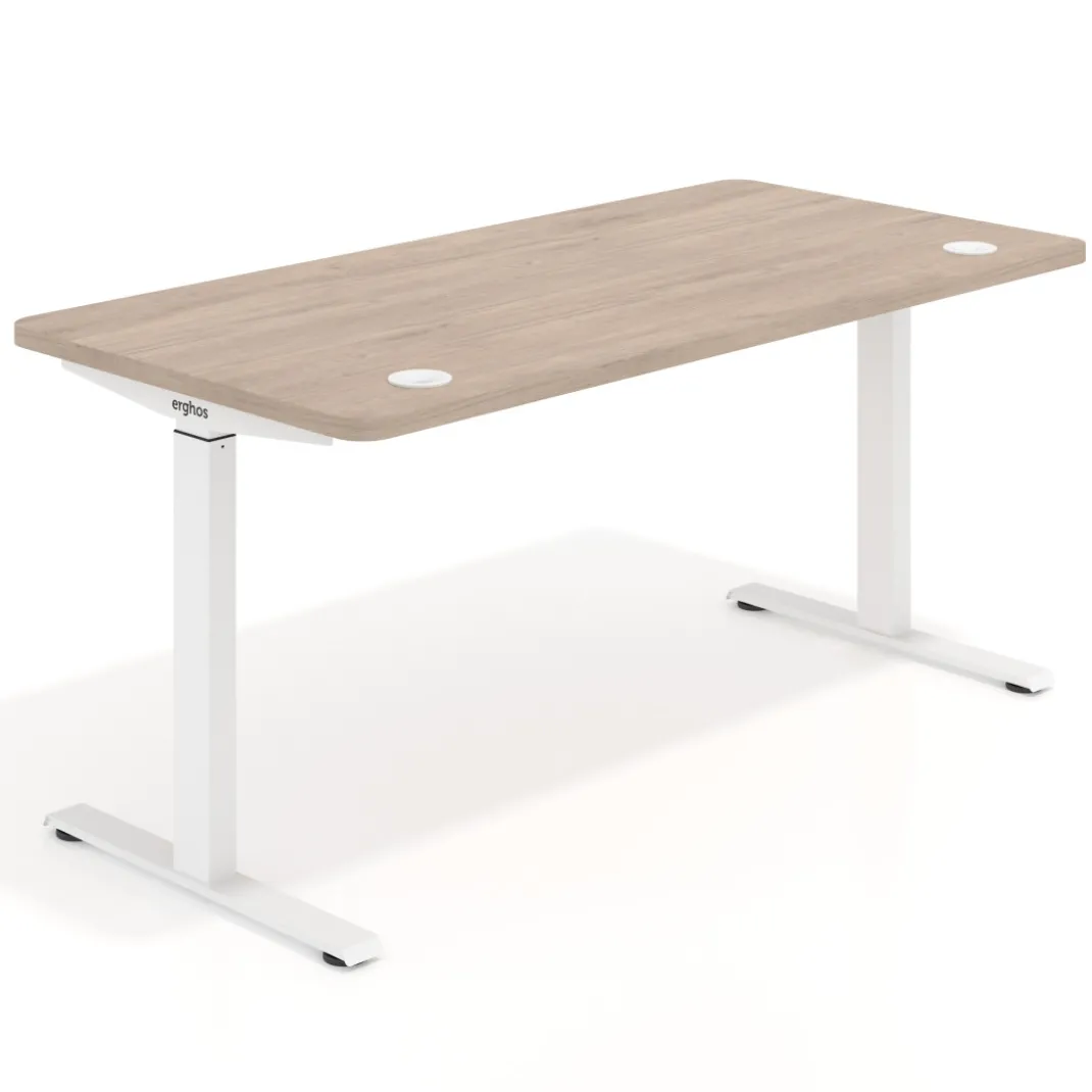 Escritorio Elevable Erghos Motion estructura blanca 4 cantos curvos