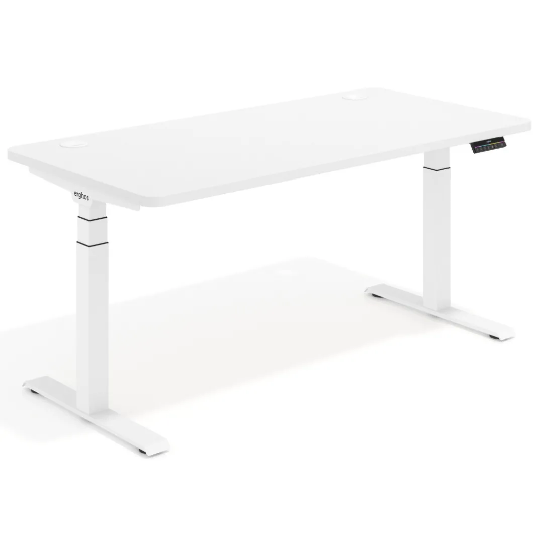 Escritorio Elevable Erghos Motion Pro estructura blanca 2 cantos curvos