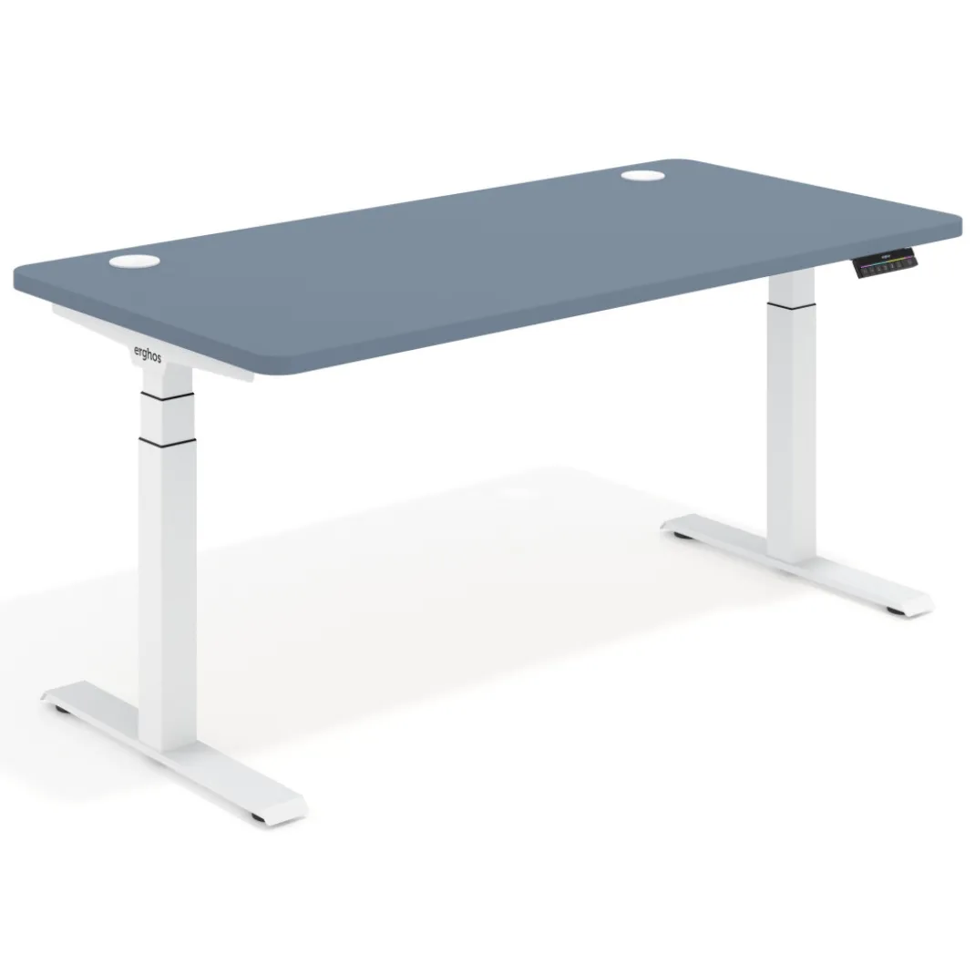 Escritorio Elevable Erghos Motion Pro estructura blanca 2 cantos curvos