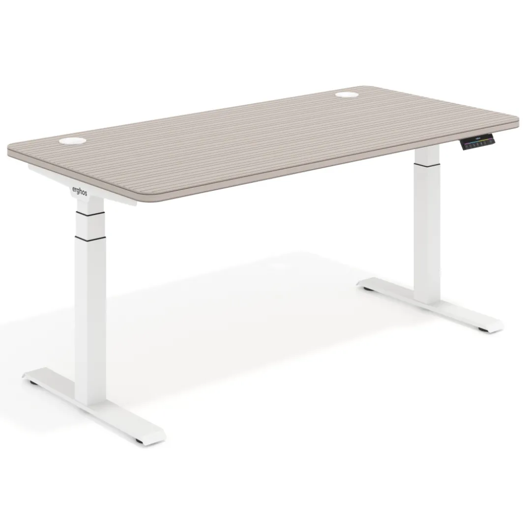 Escritorio Elevable Erghos Motion Pro estructura blanca 2 cantos curvos