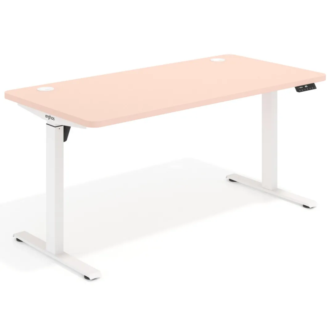 Escritorio Elevable Erghos Motion estructura blanca 4 cantos curvos