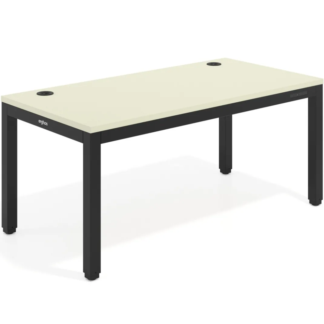 Escritorio Elevable Erghos Quad 4 patas, estructura negra canto recto