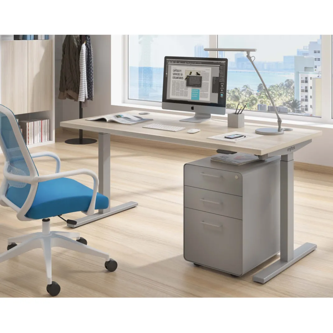 Escritorio Elevable Erghos Smart estructura aluminio canto recto