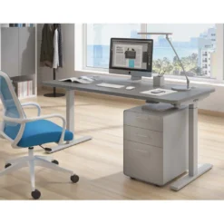 Escritorio Elevable Erghos Smart estructura aluminio canto curvo