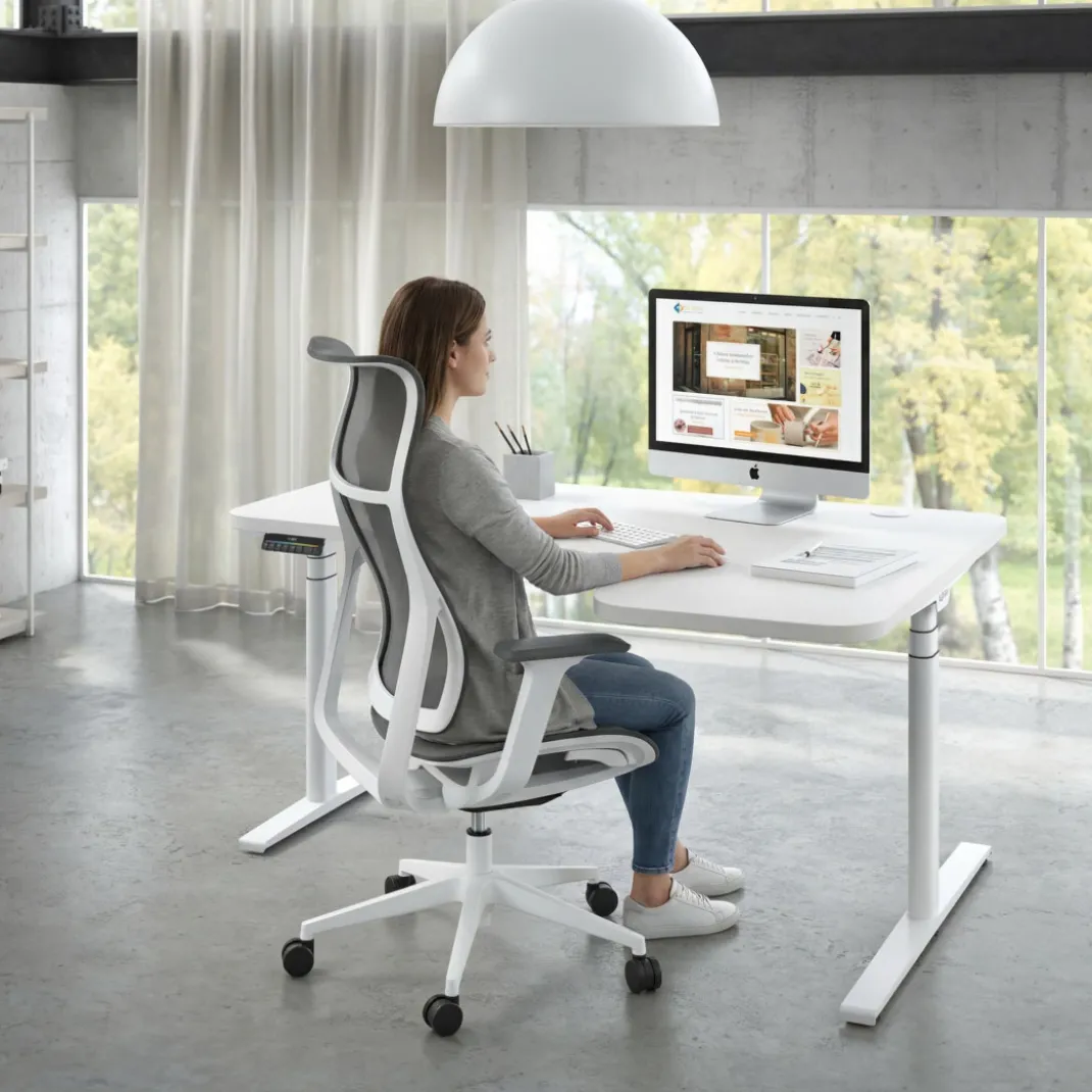 Escritorio Ergonómico Elevable Erghos Axis estructura blanca