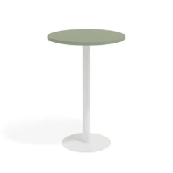 Mesa alta oficina Redonda Atrium, estructura blanca