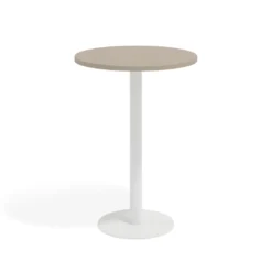 Mesa alta oficina Redonda Atrium, estructura blanca