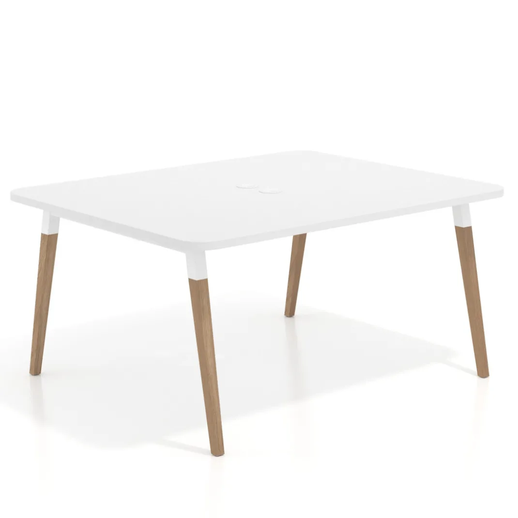 Mesa coworking de reuniones Arki fondo 126 cm, sobre curvo