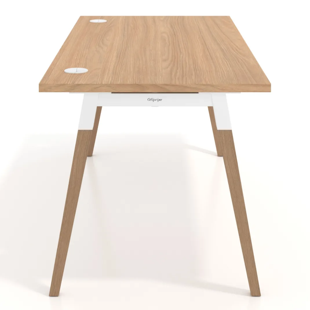 Mesa de despacho Arki, patas de madera maciza, fondo 80cm