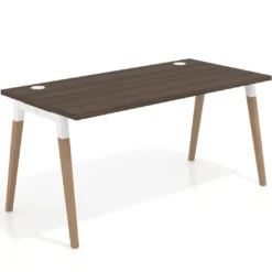 Mesa de despacho Arki, patas de madera maciza, fondo 80cm
