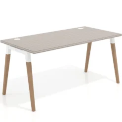 Mesa de despacho Arki, patas de madera maciza, fondo 80cm