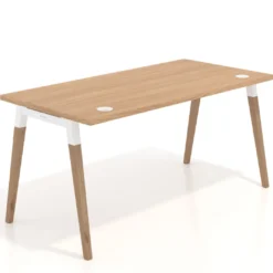 Mesa de despacho Arki, patas de madera maciza, fondo 80cm