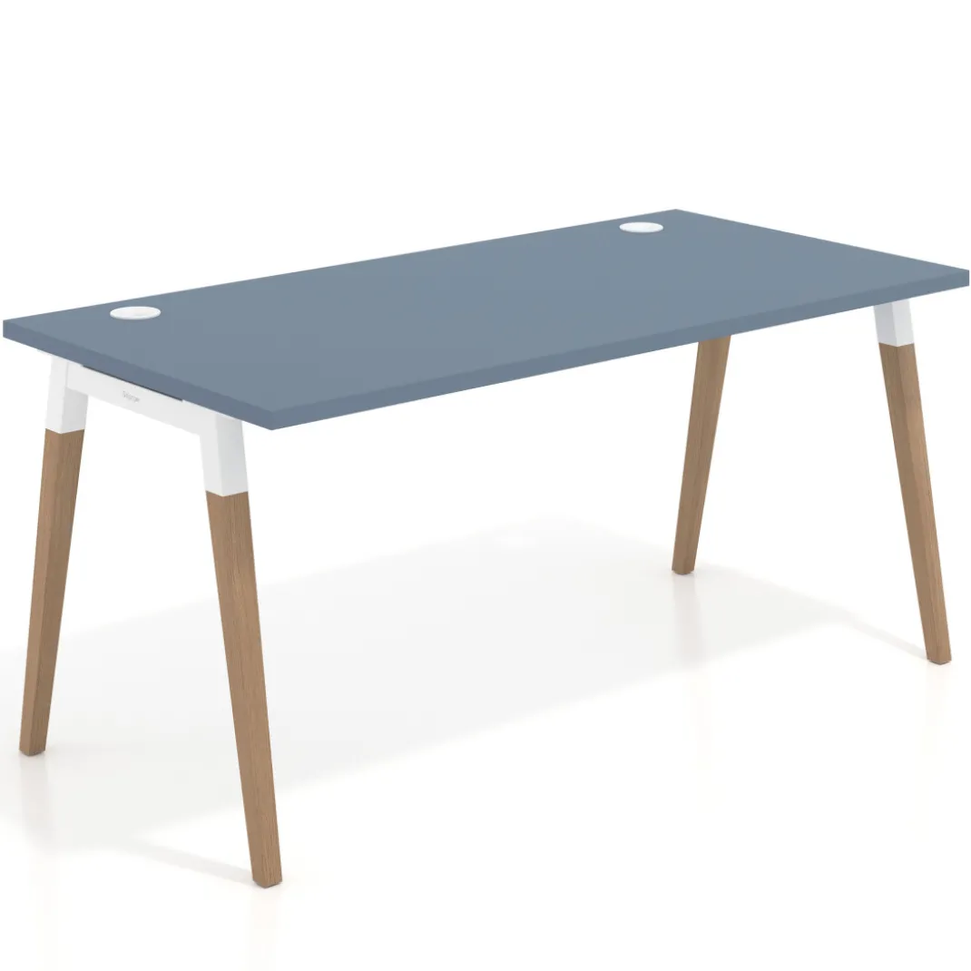 Mesa de despacho Arki, patas de madera maciza, fondo 80cm
