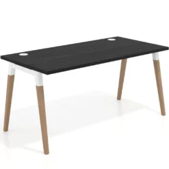 Mesa de despacho Arki, patas de madera maciza, fondo 80cm