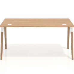 Mesa de despacho Arki, patas de madera maciza, fondo 80cm