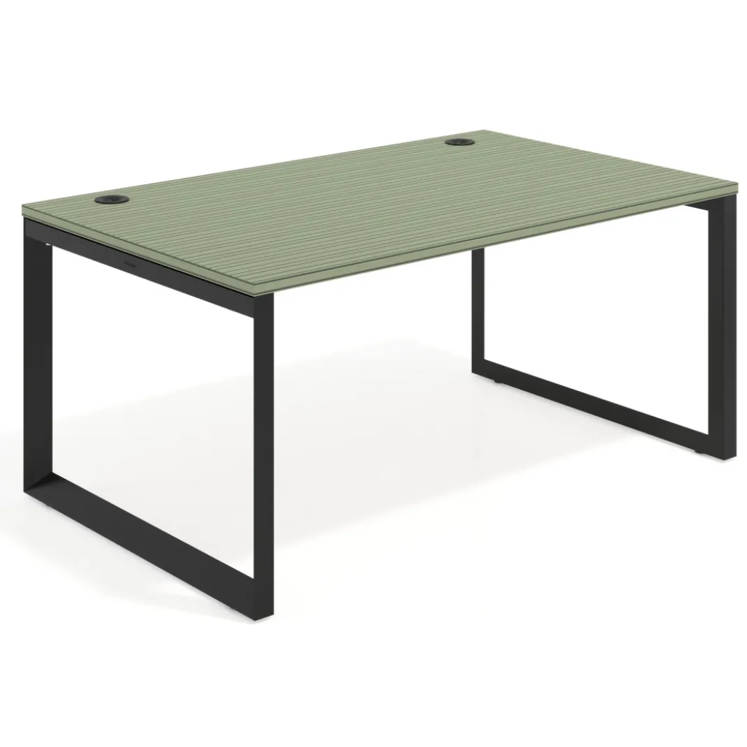 Mesa de despacho ejecutiva Delta fondo 100cm, estructura negra