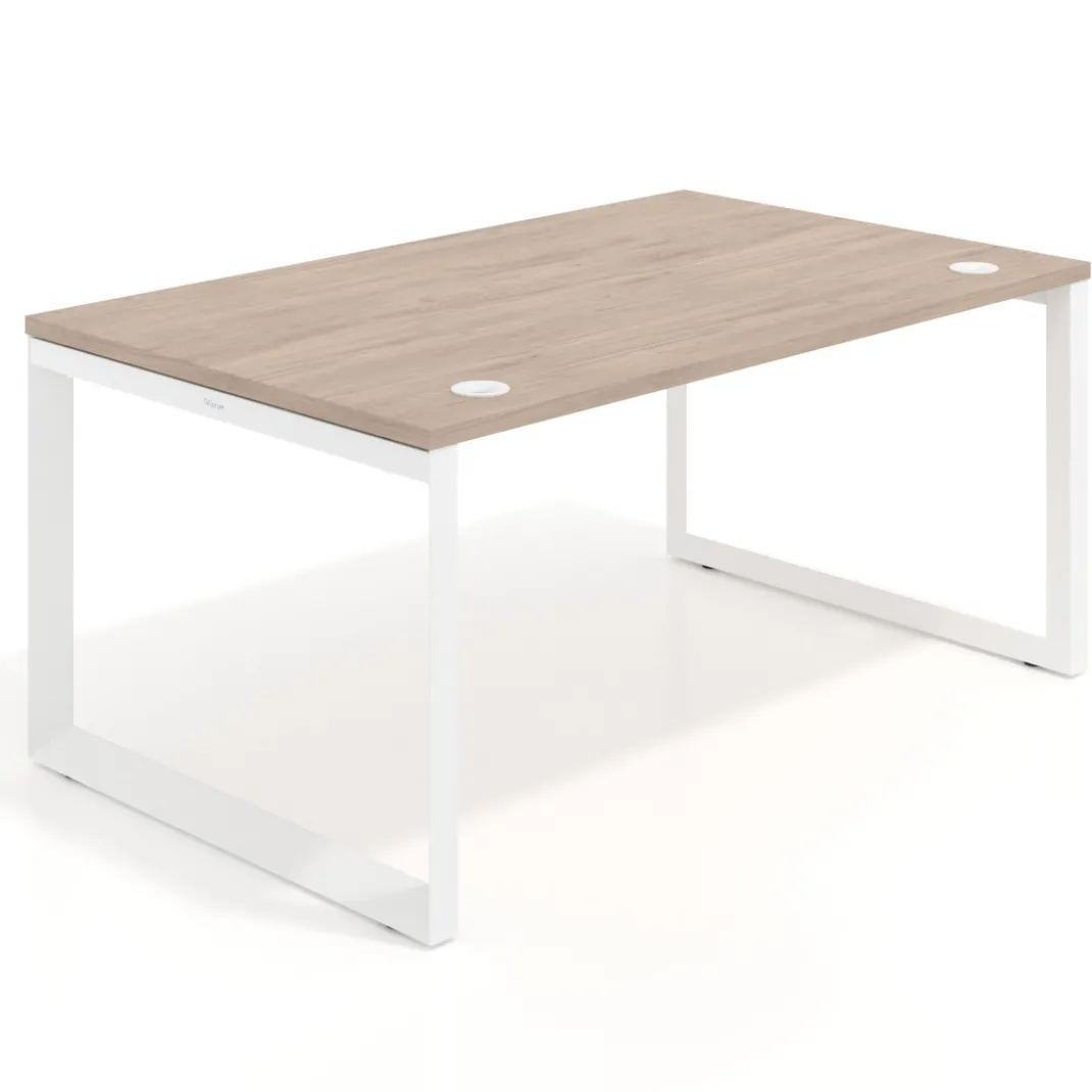 Mesa de despacho ejecutiva Delta fondo 100cm, estructura blanca