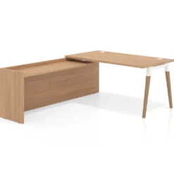 Mesa de despacho en L Arki fondo 80cm con ala WorkPlus estructura blanco