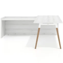 Mesa de despacho en L Arki fondo 80cm con ala WorkPlus estructura blanco