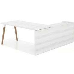 Mesa de despacho en L Arki fondo 80cm con ala WorkPlus estructura blanco