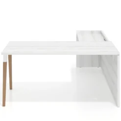 Mesa de despacho en L Arki fondo 80cm con ala WorkPlus estructura blanco