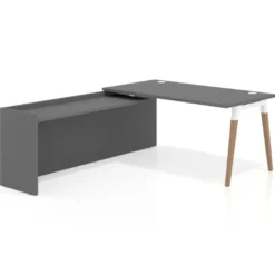 Mesa de despacho en L Arki fondo 80cm con ala WorkPlus estructura blanco