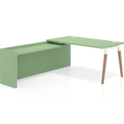 Mesa de despacho en L Arki fondo 80cm con ala WorkPlus estructura blanco