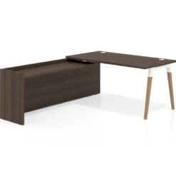 Mesa de despacho en L Arki fondo 80cm con ala WorkPlus estructura blanco