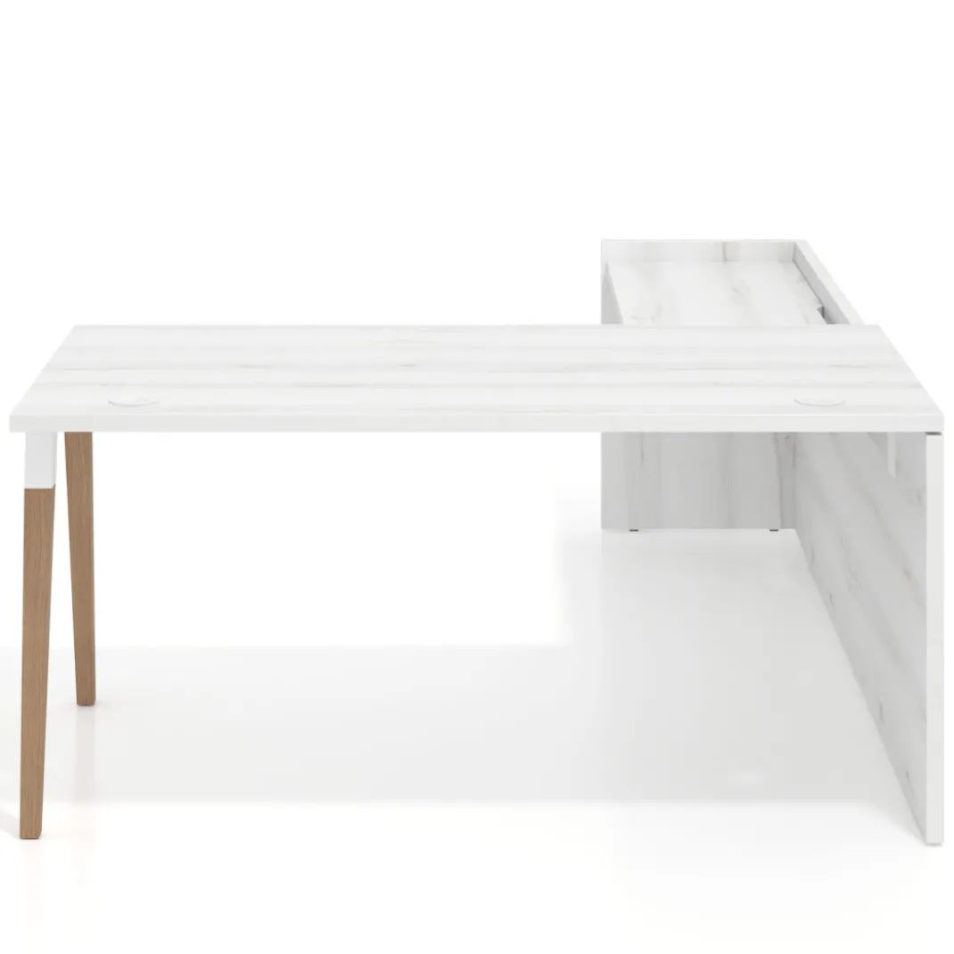 Mesa de despacho en L Arki fondo 80cm con ala WorkPlus estructura blanco