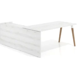 Mesa de despacho en L Arki fondo 80cm con ala WorkPlus estructura blanco