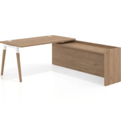 Mesa de despacho en L Arki fondo 80cm con ala WorkPlus estructura blanco