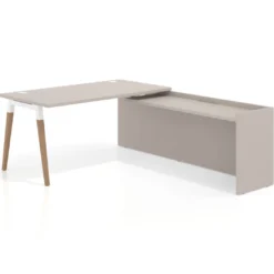 Mesa de despacho en L Arki fondo 80cm con ala WorkPlus estructura blanco