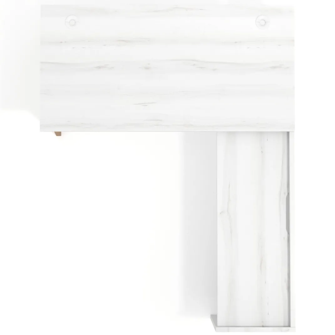 Mesa de despacho en L Arki fondo 80cm con ala WorkPlus estructura blanco