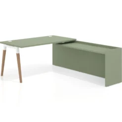 Mesa de despacho en L Arki fondo 80cm con ala WorkPlus estructura blanco