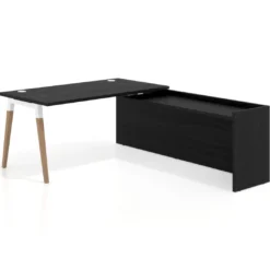 Mesa de despacho en L Arki fondo 80cm con ala WorkPlus estructura blanco